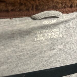 Aerie Teddy Jacket in Brown and Gray